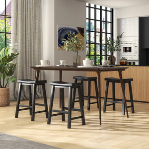 Set of 2 24 Inch Counter Height Stools with Solid Wood Legs